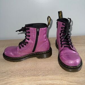 Dr. Martens Youth Girls Purple Glitter Pascal 1460 Combat Boots - Size 13